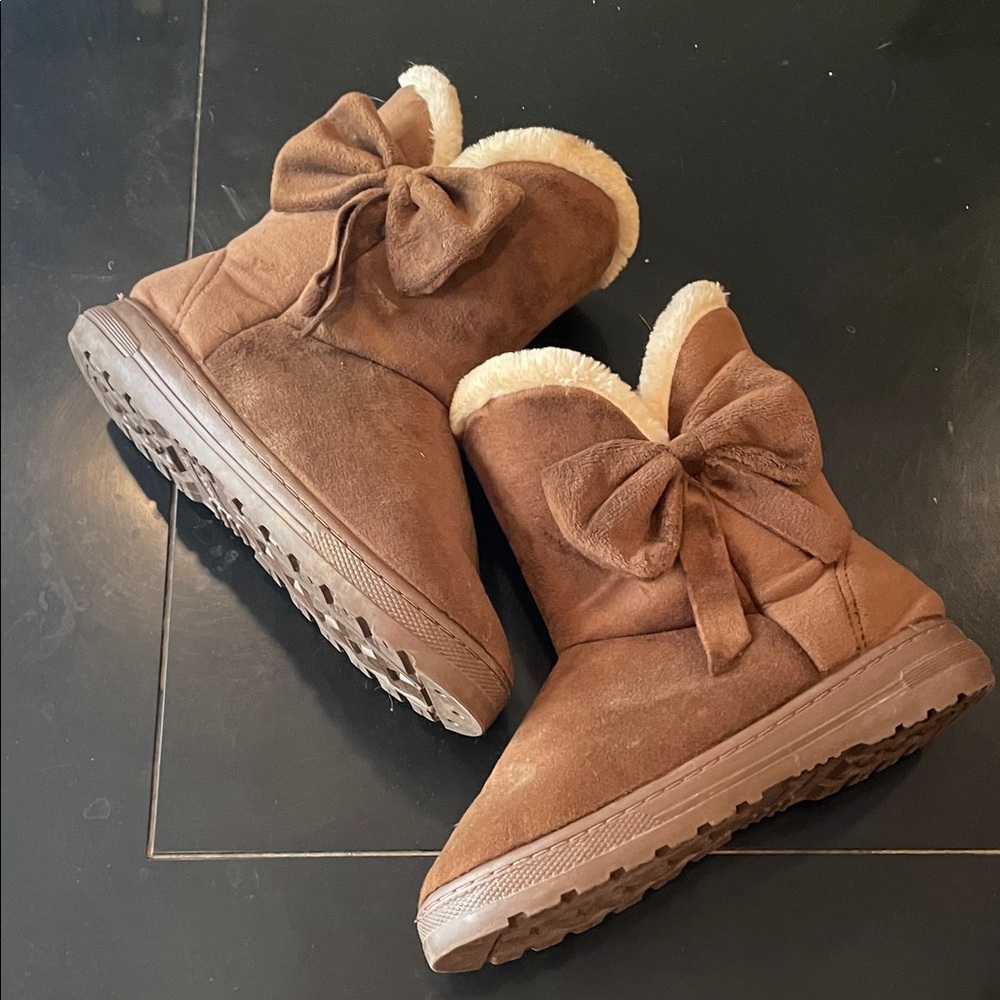 Warm Brown Bow-Detail Women's Winter Boots